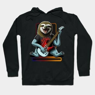 Sloth Playing Base Guitar Hoodie
